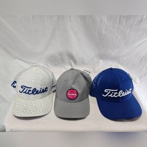 Lot of 3 Titleist Pro V1 Golf Hat FootJoy, "Harding Park", Ping Snap Back New